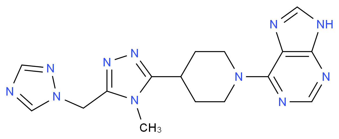 6-{4-[4-methyl-5-(1H-1,2,4-triazol-1-ylmethyl)-4H-1,2,4-triazol-3-yl]piperidin-1-yl}-9H-purine_分子结构_CAS_)