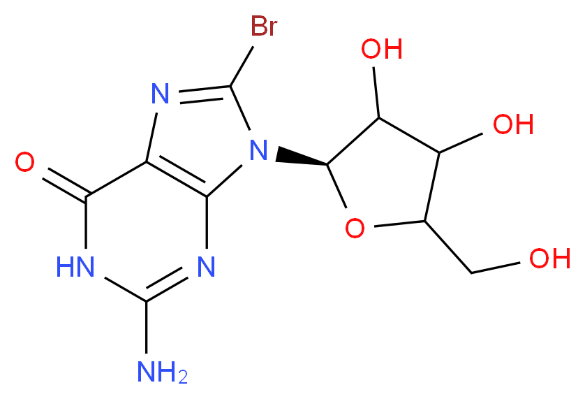 2-amino-8-bromo-9-[(2R)-3,4-dihydroxy-5-(hydroxymethyl)oxolan-2-yl]-6,9-dihydro-1H-purin-6-one_分子结构_CAS_4016-63-1