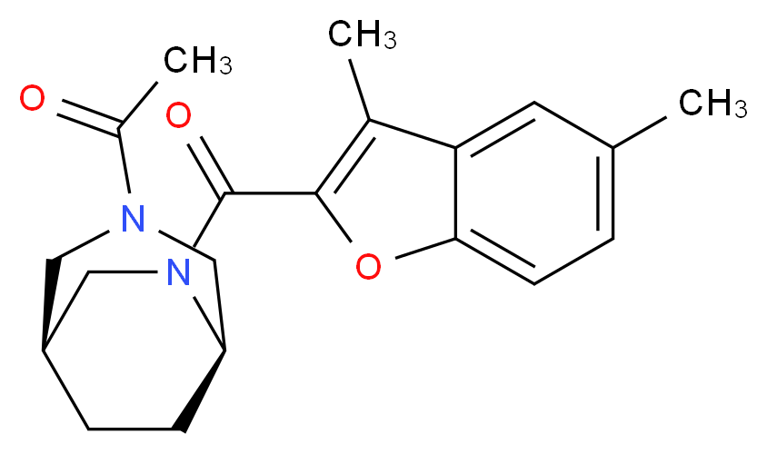 (1S*,5R*)-3-acetyl-6-[(3,5-dimethyl-1-benzofuran-2-yl)carbonyl]-3,6-diazabicyclo[3.2.2]nonane_分子结构_CAS_)