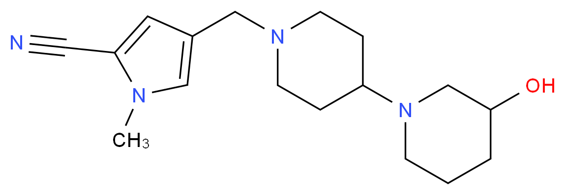 4-[(3-hydroxy-1,4'-bipiperidin-1'-yl)methyl]-1-methyl-1H-pyrrole-2-carbonitrile_分子结构_CAS_)