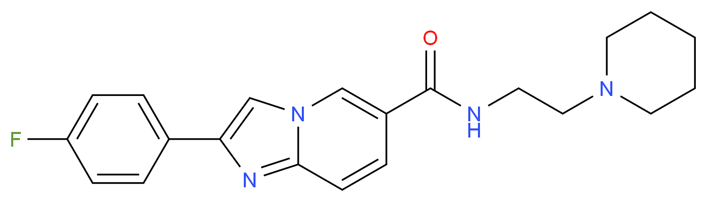 2-(4-fluorophenyl)-N-(2-piperidin-1-ylethyl)imidazo[1,2-a]pyridine-6-carboxamide_分子结构_CAS_)