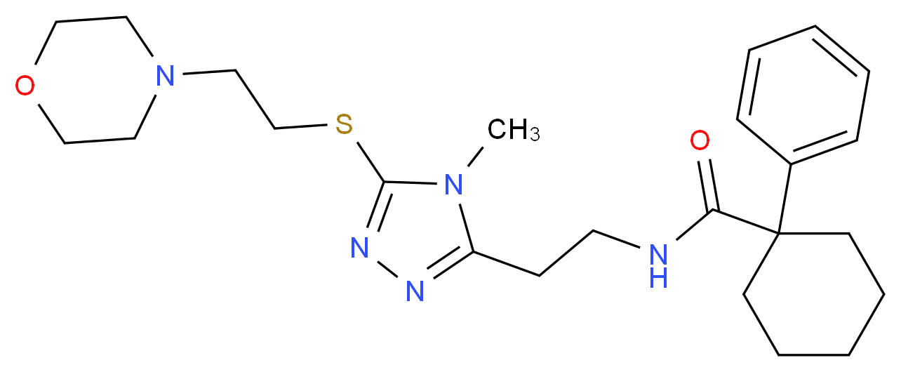 N-[2-(4-methyl-5-{[2-(4-morpholinyl)ethyl]thio}-4H-1,2,4-triazol-3-yl)ethyl]-1-phenylcyclohexanecarboxamide_分子结构_CAS_)