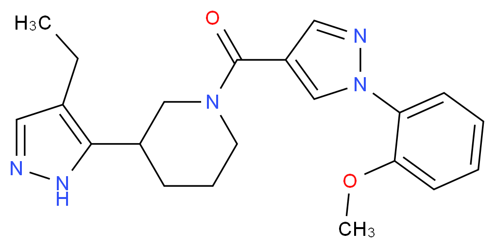 3-(4-ethyl-1H-pyrazol-5-yl)-1-{[1-(2-methoxyphenyl)-1H-pyrazol-4-yl]carbonyl}piperidine_分子结构_CAS_)