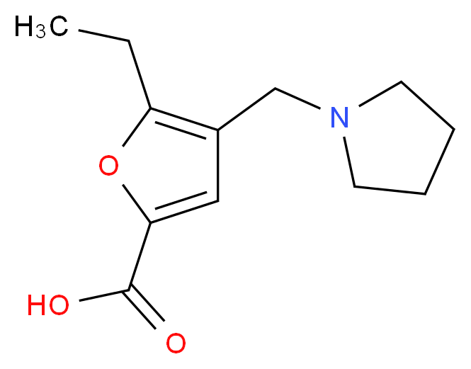 5-ethyl-4-(pyrrolidin-1-ylmethyl)furan-2-carboxylic acid_分子结构_CAS_844882-33-3