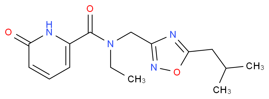 N-ethyl-N-[(5-isobutyl-1,2,4-oxadiazol-3-yl)methyl]-6-oxo-1,6-dihydropyridine-2-carboxamide_分子结构_CAS_)