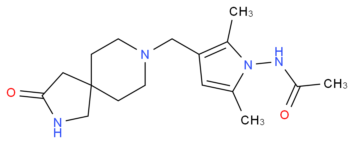 N-{2,5-dimethyl-3-[(3-oxo-2,8-diazaspiro[4.5]dec-8-yl)methyl]-1H-pyrrol-1-yl}acetamide_分子结构_CAS_)