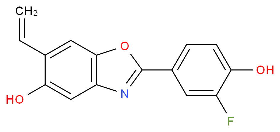 6-ethenyl-2-(3-fluoro-4-hydroxyphenyl)-1,3-benzoxazol-5-ol_分子结构_CAS_524684-52-4