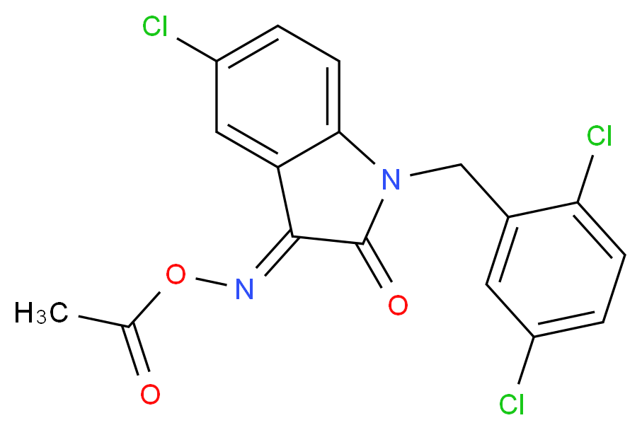 [(3E)-5-chloro-1-[(2,5-dichlorophenyl)methyl]-2-oxo-2,3-dihydro-1H-indol-3-ylidene]amino acetate_分子结构_CAS_668467-91-2