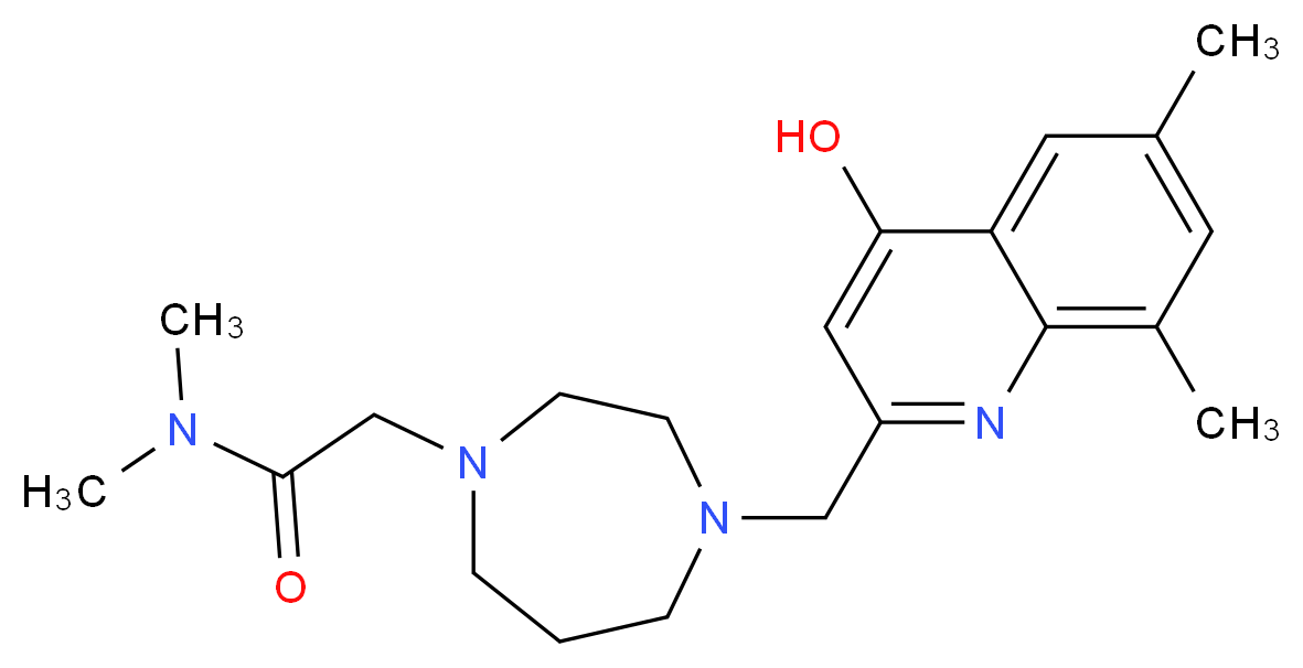 2-{4-[(4-hydroxy-6,8-dimethylquinolin-2-yl)methyl]-1,4-diazepan-1-yl}-N,N-dimethylacetamide_分子结构_CAS_)