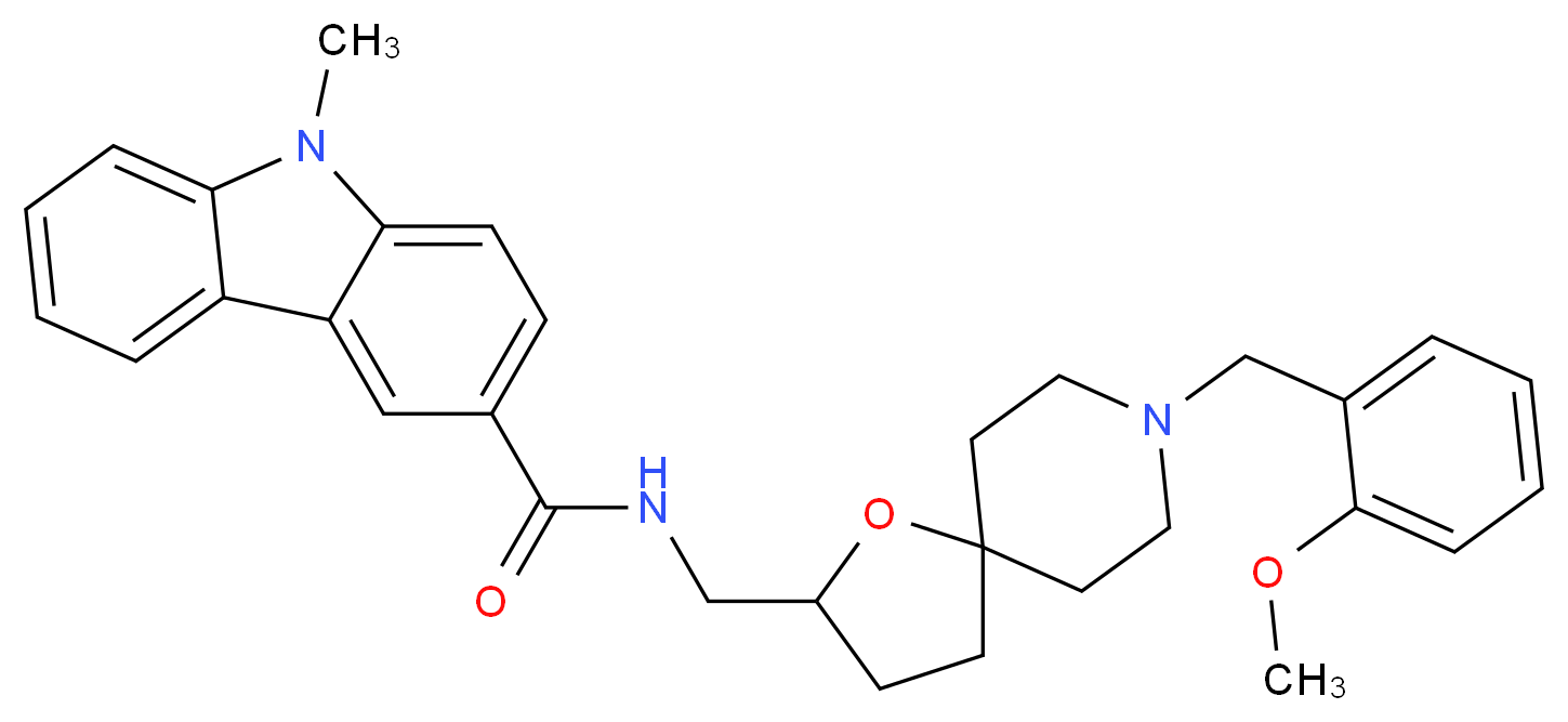 N-{[8-(2-methoxybenzyl)-1-oxa-8-azaspiro[4.5]dec-2-yl]methyl}-9-methyl-9H-carbazole-3-carboxamide_分子结构_CAS_)