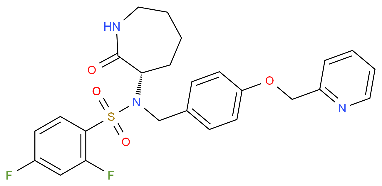 2,4-difluoro-N-[(3S)-2-oxo-3-azepanyl]-N-[4-(2-pyridinylmethoxy)benzyl]benzenesulfonamide_分子结构_CAS_)