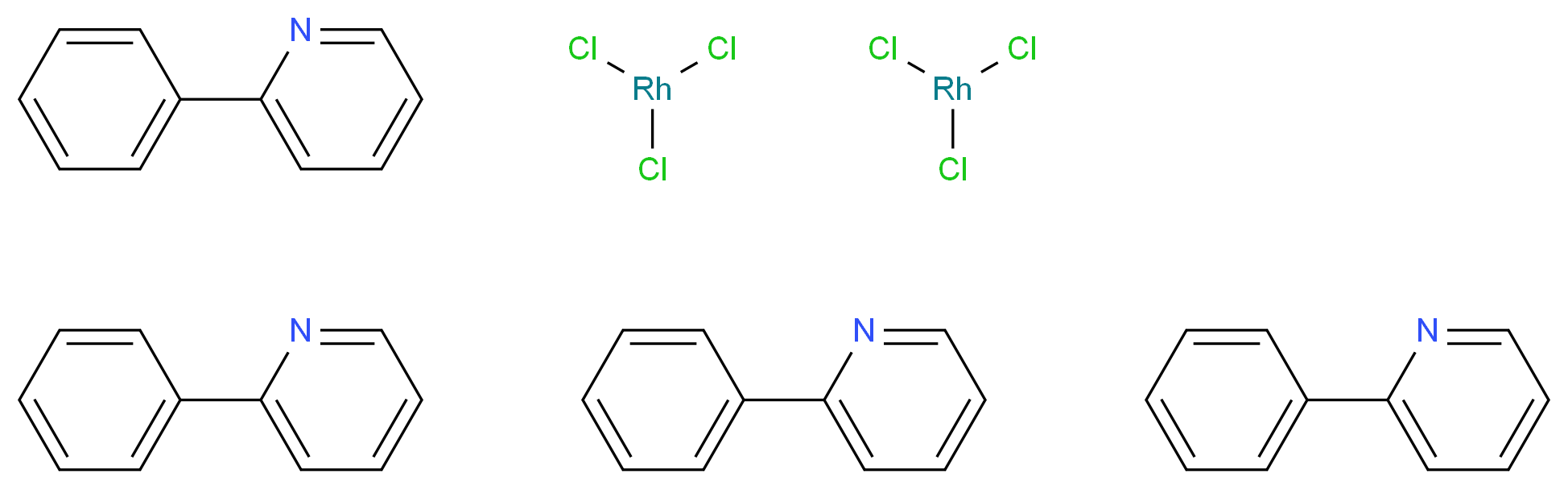 二(2-苯基吡啶)氯化铑二聚体_分子结构_CAS_33915-80-9)