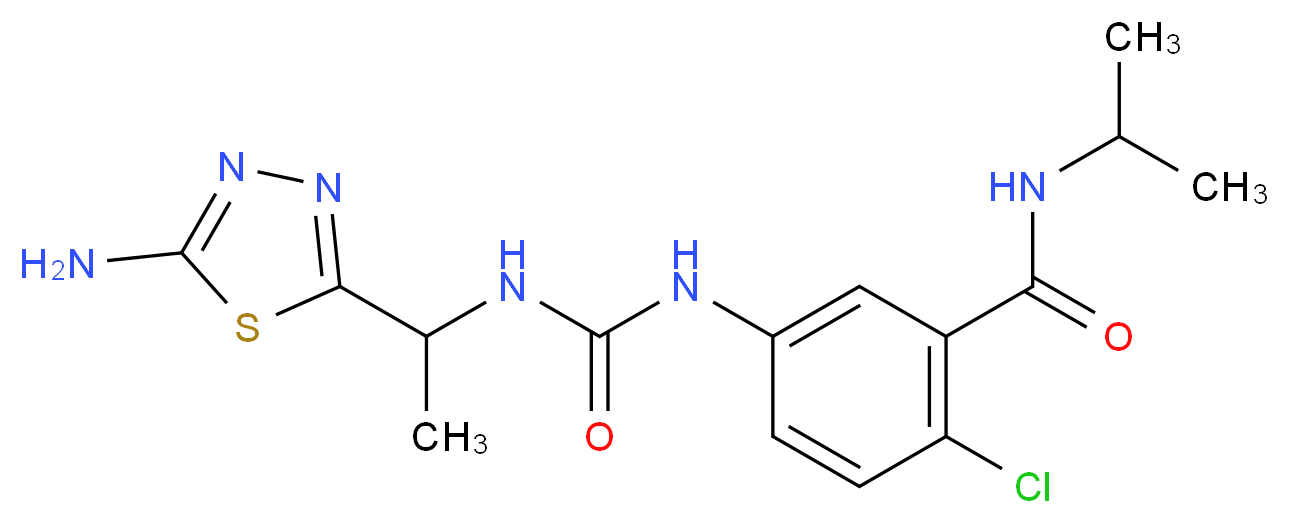 5-[({[1-(5-amino-1,3,4-thiadiazol-2-yl)ethyl]amino}carbonyl)amino]-2-chloro-N-isopropylbenzamide_分子结构_CAS_)