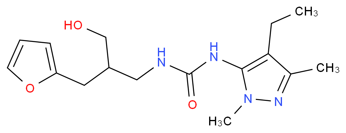 N-(4-ethyl-1,3-dimethyl-1H-pyrazol-5-yl)-N'-[3-(2-furyl)-2-(hydroxymethyl)propyl]urea_分子结构_CAS_)