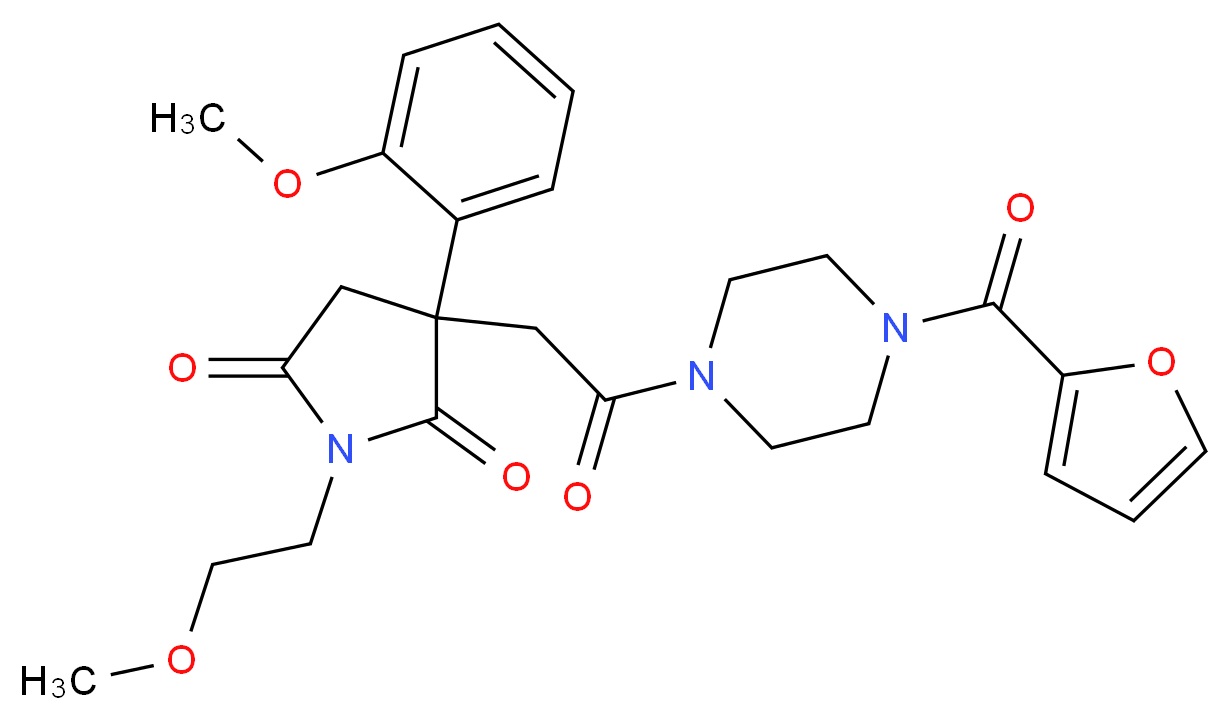 3-{2-[4-(2-furoyl)-1-piperazinyl]-2-oxoethyl}-1-(2-methoxyethyl)-3-(2-methoxyphenyl)-2,5-pyrrolidinedione_分子结构_CAS_)