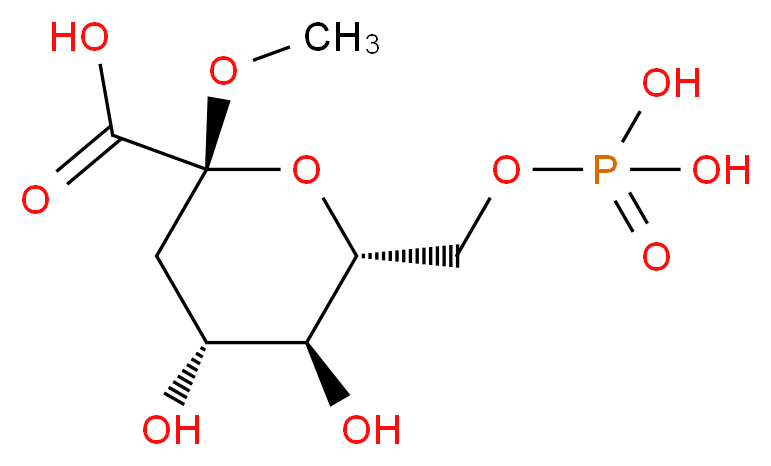 (2R,4R,5S,6R)-4,5-dihydroxy-2-methoxy-6-[(phosphonooxy)methyl]oxane-2-carboxylic acid_分子结构_CAS_91382-81-9