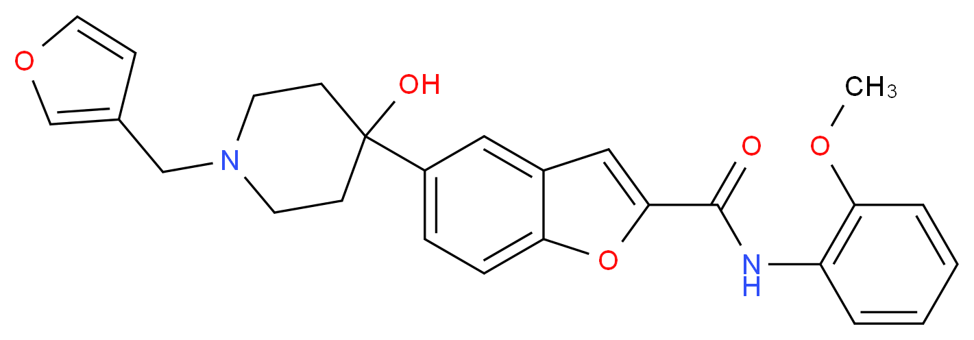 5-[1-(3-furylmethyl)-4-hydroxy-4-piperidinyl]-N-(2-methoxyphenyl)-1-benzofuran-2-carboxamide_分子结构_CAS_)
