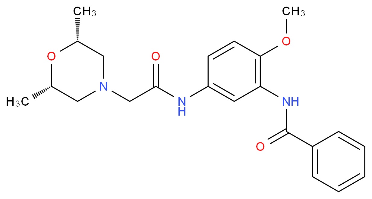 N-[5-({[(2R*,6S*)-2,6-dimethylmorpholin-4-yl]acetyl}amino)-2-methoxyphenyl]benzamide_分子结构_CAS_)