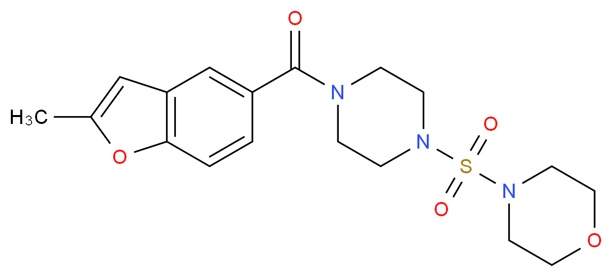 4-({4-[(2-methyl-1-benzofuran-5-yl)carbonyl]-1-piperazinyl}sulfonyl)morpholine_分子结构_CAS_)