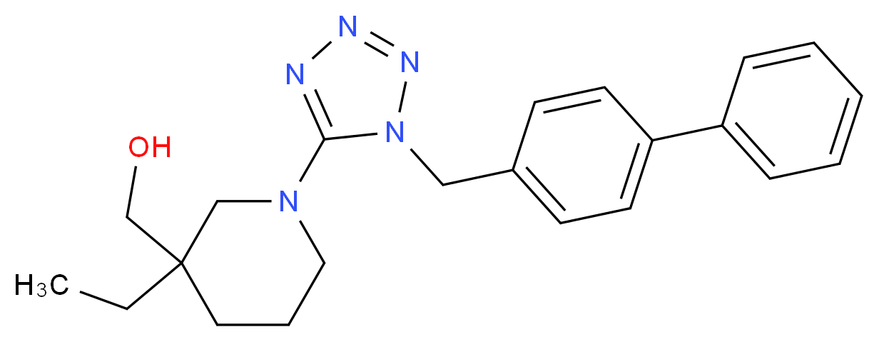 {1-[1-(biphenyl-4-ylmethyl)-1H-tetrazol-5-yl]-3-ethylpiperidin-3-yl}methanol_分子结构_CAS_)