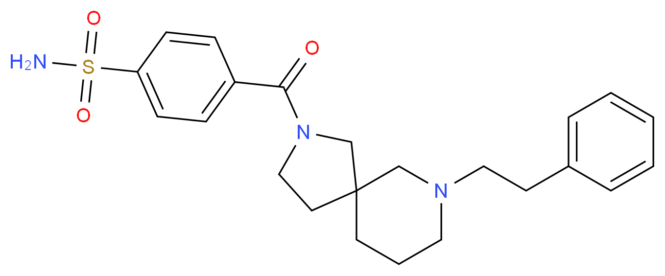 4-{[7-(2-phenylethyl)-2,7-diazaspiro[4.5]dec-2-yl]carbonyl}benzenesulfonamide_分子结构_CAS_)