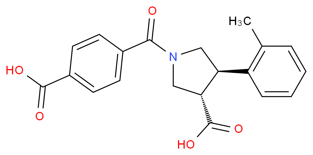 (3S*,4R*)-1-(4-carboxybenzoyl)-4-(2-methylphenyl)pyrrolidine-3-carboxylic acid_分子结构_CAS_)