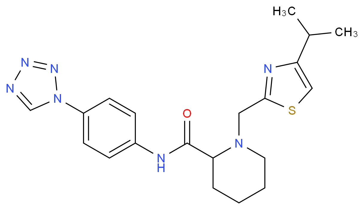 1-[(4-isopropyl-1,3-thiazol-2-yl)methyl]-N-[4-(1H-tetrazol-1-yl)phenyl]-2-piperidinecarboxamide_分子结构_CAS_)