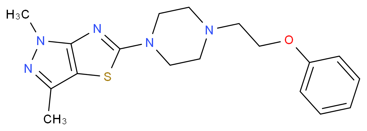 1,3-dimethyl-5-[4-(2-phenoxyethyl)piperazin-1-yl]-1H-pyrazolo[3,4-d][1,3]thiazole_分子结构_CAS_)