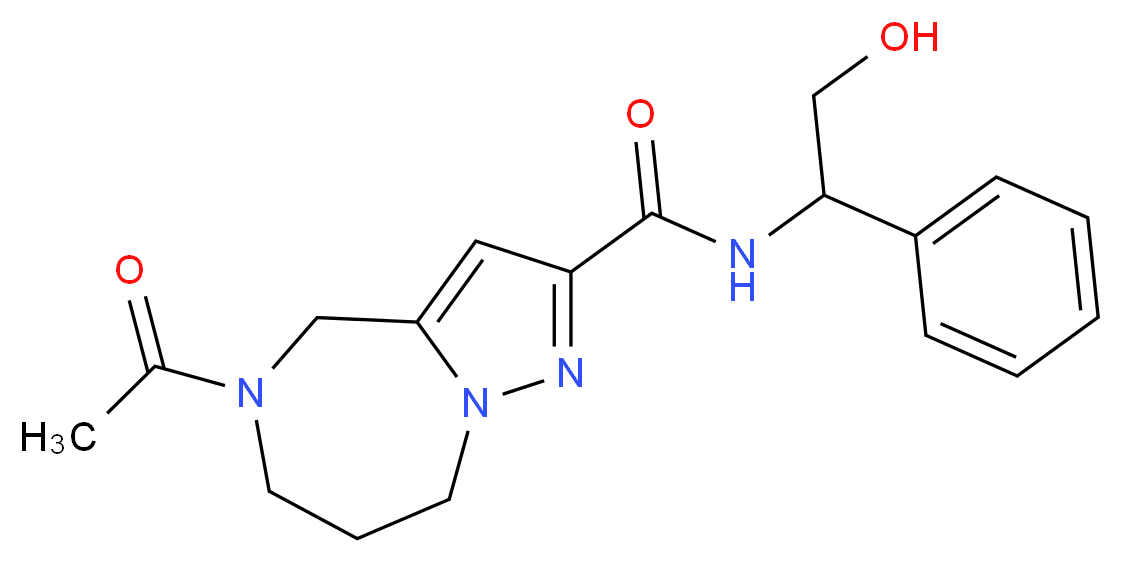 5-acetyl-N-(2-hydroxy-1-phenylethyl)-5,6,7,8-tetrahydro-4H-pyrazolo[1,5-a][1,4]diazepine-2-carboxamide_分子结构_CAS_)