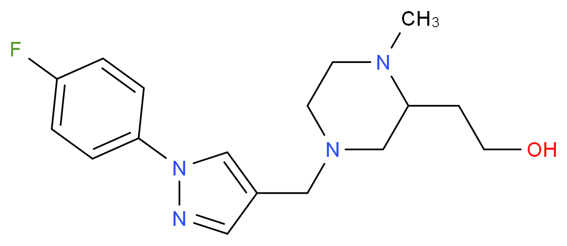 2-(4-{[1-(4-fluorophenyl)-1H-pyrazol-4-yl]methyl}-1-methyl-2-piperazinyl)ethanol_分子结构_CAS_)