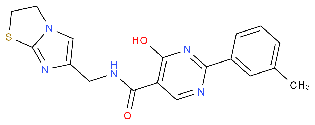 N-(2,3-dihydroimidazo[2,1-b][1,3]thiazol-6-ylmethyl)-4-hydroxy-2-(3-methylphenyl)pyrimidine-5-carboxamide_分子结构_CAS_)