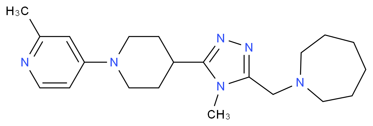 1-({4-methyl-5-[1-(2-methylpyridin-4-yl)piperidin-4-yl]-4H-1,2,4-triazol-3-yl}methyl)azepane_分子结构_CAS_)