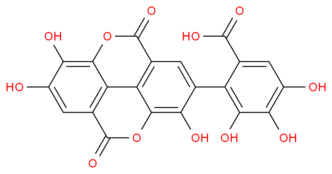 3,4,5-trihydroxy-2-{7,13,14-trihydroxy-3,10-dioxo-2,9-dioxatetracyclo[6.6.2.0<sup>4</sup>,<sup>1</sup><sup>6</sup>.0<sup>1</sup><sup>1</sup>,<sup>1</sup><sup>5</sup>]hexadeca-1(14),4(16),5,7,11(15),12-hexaen-6-yl}benzoic acid_分子结构_CAS_103744-88-3