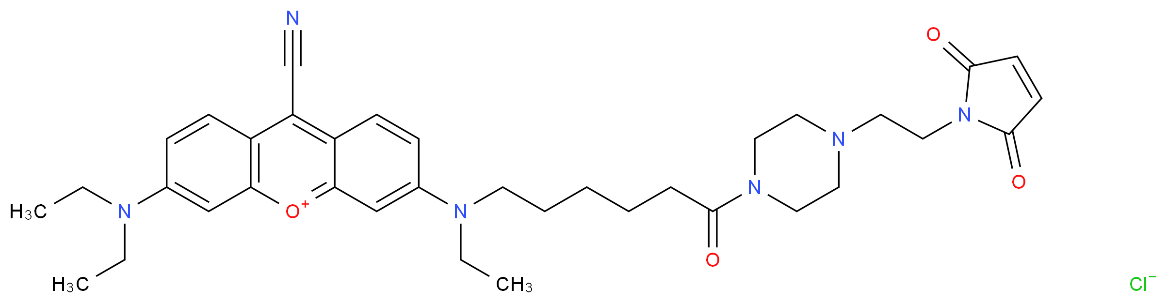 9-Cyano-N,N,N′-triethylpyronine-N′-caproic acid N4-(maleimidoethyl)piperazide chloride_分子结构_CAS_163032-73-3)