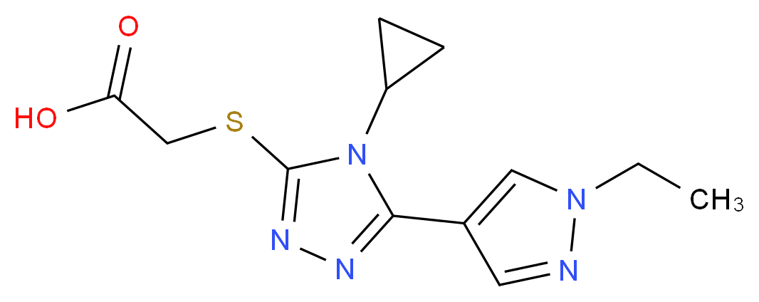 {[4-cyclopropyl-5-(1-ethyl-1H-pyrazol-4-yl)-4H-1,2,4-triazol-3-yl]thio}acetic acid_分子结构_CAS_)