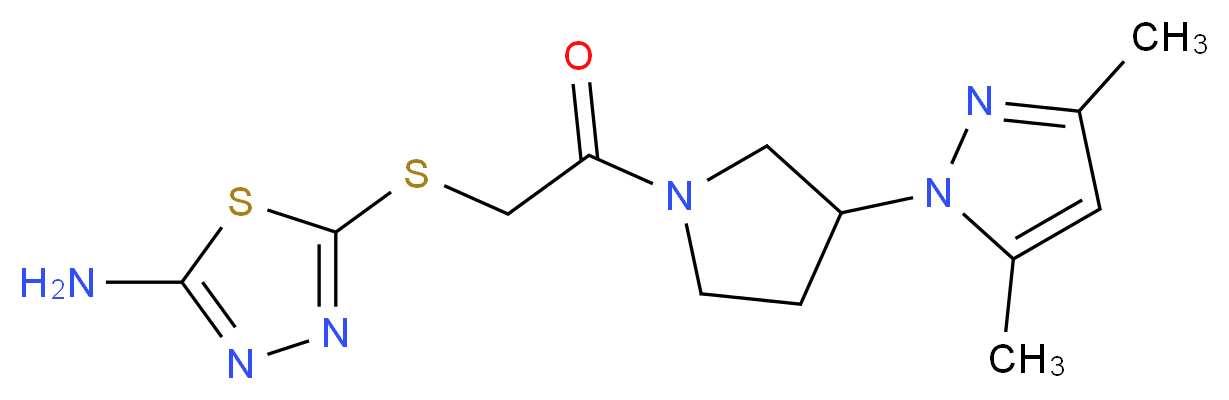 5-({2-[3-(3,5-dimethyl-1H-pyrazol-1-yl)pyrrolidin-1-yl]-2-oxoethyl}thio)-1,3,4-thiadiazol-2-amine_分子结构_CAS_)