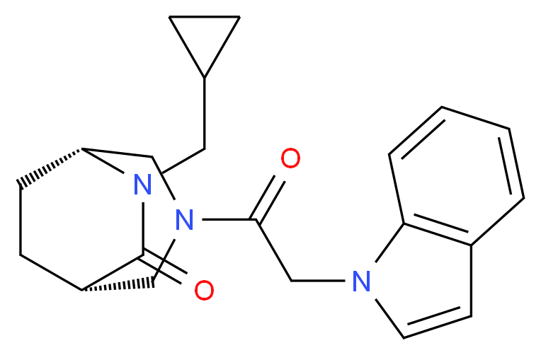 (1S*,5R*)-6-(cyclopropylmethyl)-3-(1H-indol-1-ylacetyl)-3,6-diazabicyclo[3.2.2]nonan-7-one_分子结构_CAS_)