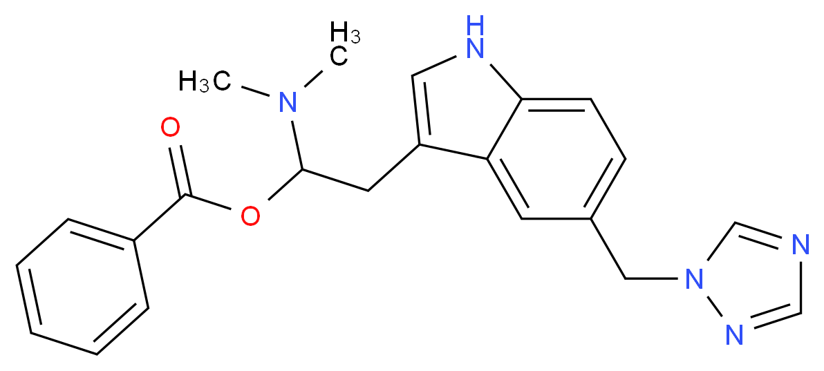 1-(dimethylamino)-2-{5-[(1H-1,2,4-triazol-1-yl)methyl]-1H-indol-3-yl}ethyl benzoate_分子结构_CAS_145202-66-0