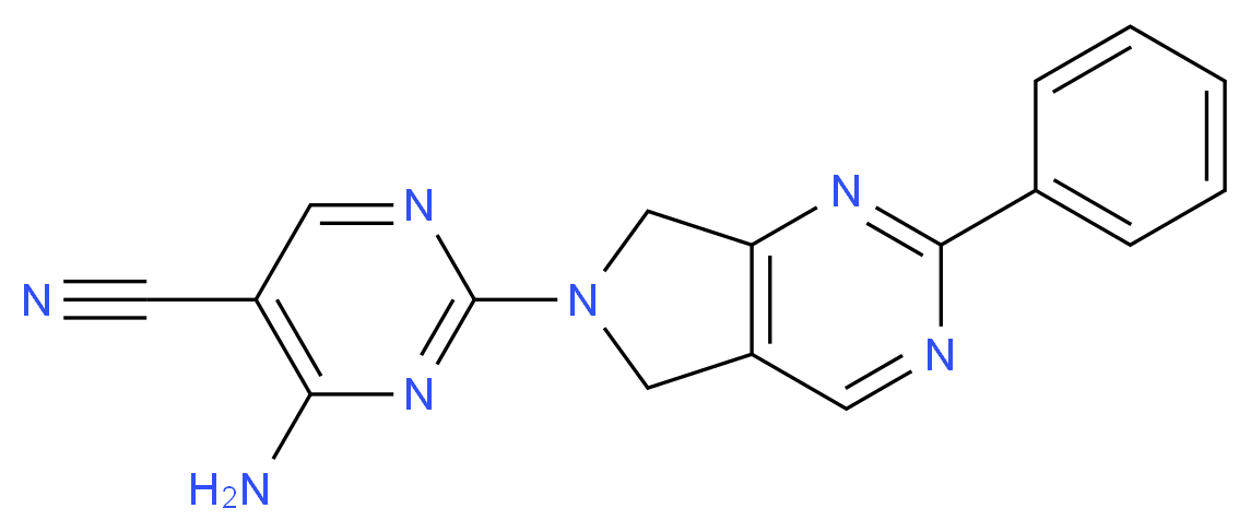 4-amino-2-(2-phenyl-5,7-dihydro-6H-pyrrolo[3,4-d]pyrimidin-6-yl)pyrimidine-5-carbonitrile_分子结构_CAS_)