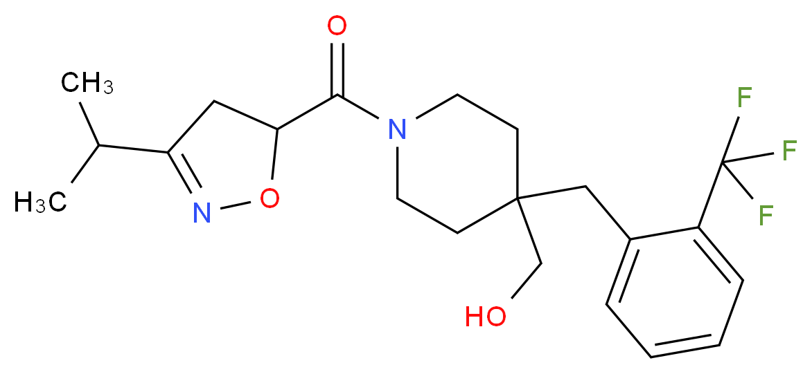 {1-[(3-isopropyl-4,5-dihydro-5-isoxazolyl)carbonyl]-4-[2-(trifluoromethyl)benzyl]-4-piperidinyl}methanol_分子结构_CAS_)