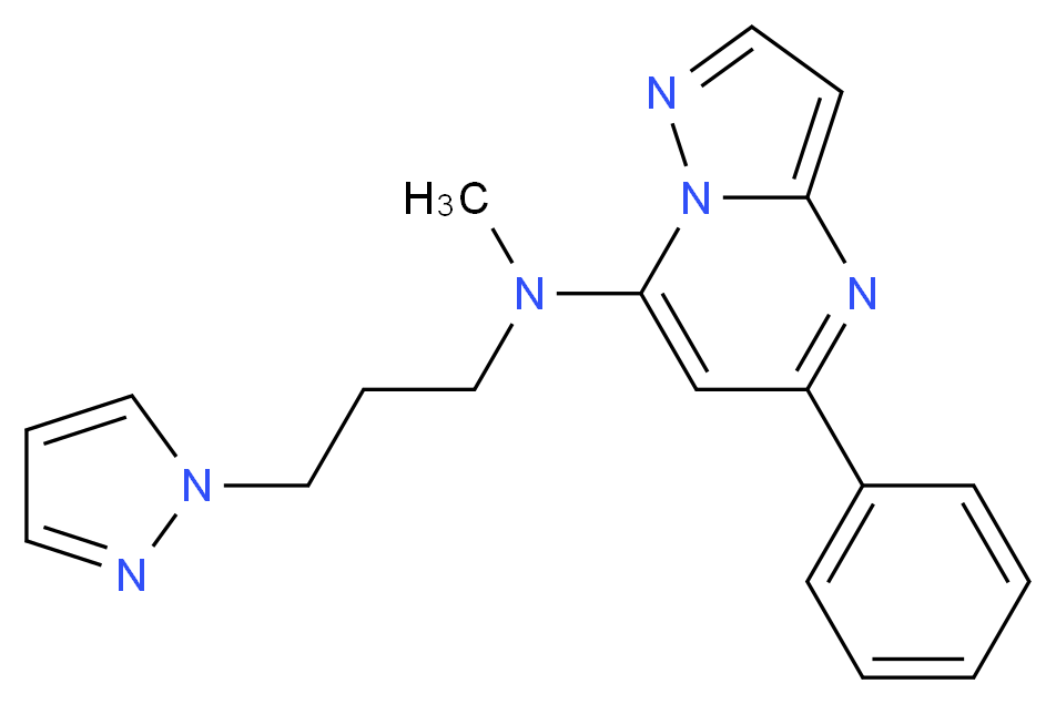 N-methyl-5-phenyl-N-[3-(1H-pyrazol-1-yl)propyl]pyrazolo[1,5-a]pyrimidin-7-amine_分子结构_CAS_)