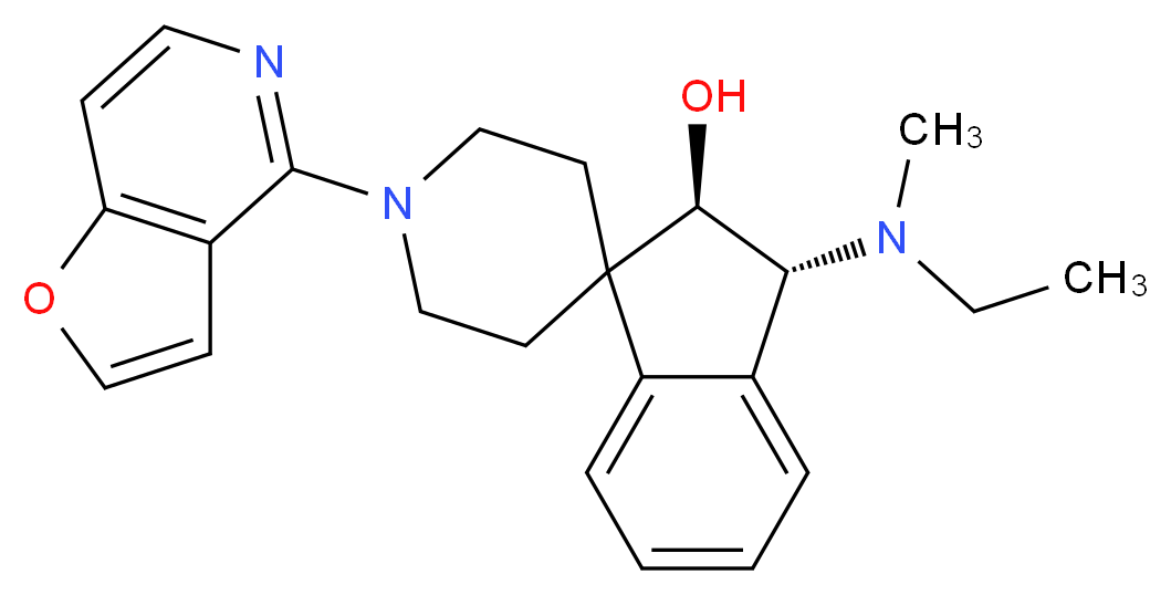 (2R*,3R*)-3-[ethyl(methyl)amino]-1'-furo[3,2-c]pyridin-4-yl-2,3-dihydrospiro[indene-1,4'-piperidin]-2-ol_分子结构_CAS_)