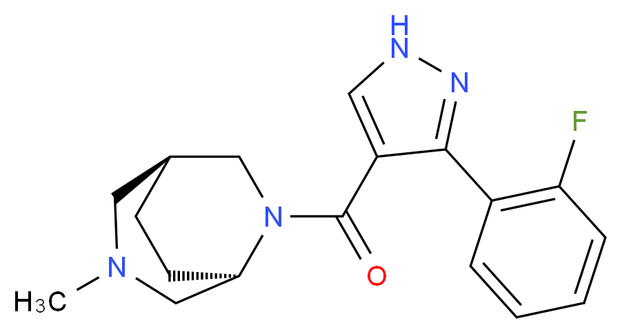 (1S*,5R*)-6-{[3-(2-fluorophenyl)-1H-pyrazol-4-yl]carbonyl}-3-methyl-3,6-diazabicyclo[3.2.2]nonane_分子结构_CAS_)