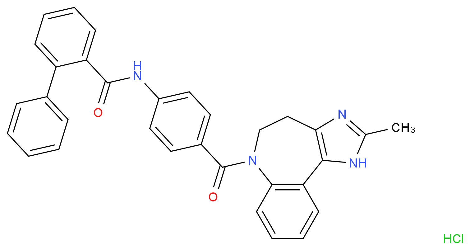 N-(4-{4-methyl-3,5,9-triazatricyclo[8.4.0.0<sup>2</sup>,<sup>6</sup>]tetradeca-1(10),2(6),4,11,13-pentaene-9-carbonyl}phenyl)-2-phenylbenzamide hydrochloride_分子结构_CAS_168626-94-6