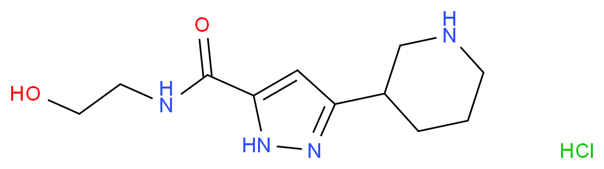 5-Piperidin-3-yl-2H-pyrazole-3-carboxylic acid (2-hydroxy-ethyl)-amide hydrochloride_分子结构_CAS_)