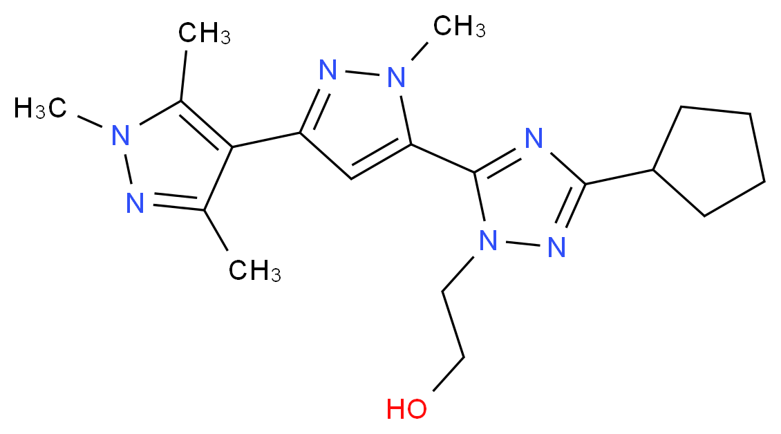 2-[3-cyclopentyl-5-(1,1',3',5'-tetramethyl-1H,1'H-3,4'-bipyrazol-5-yl)-1H-1,2,4-triazol-1-yl]ethanol_分子结构_CAS_)
