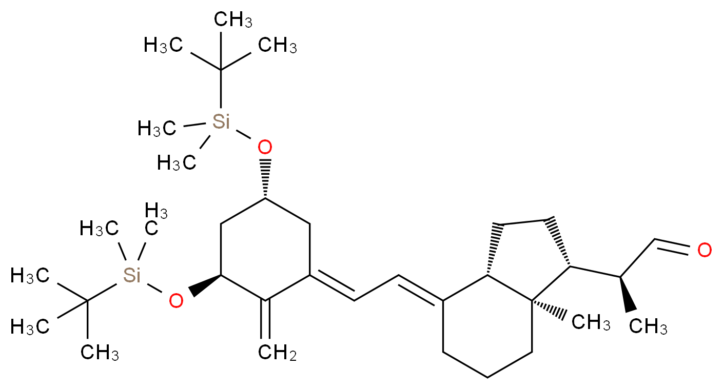 (1S,3R,5E,7E)-1,3-Bis-[(tert-butyldimethylsilyl)oxy]-9,10-secopregna-5,7,10-triene-20-carboxaldehyde_分子结构_CAS_112828-13-4)