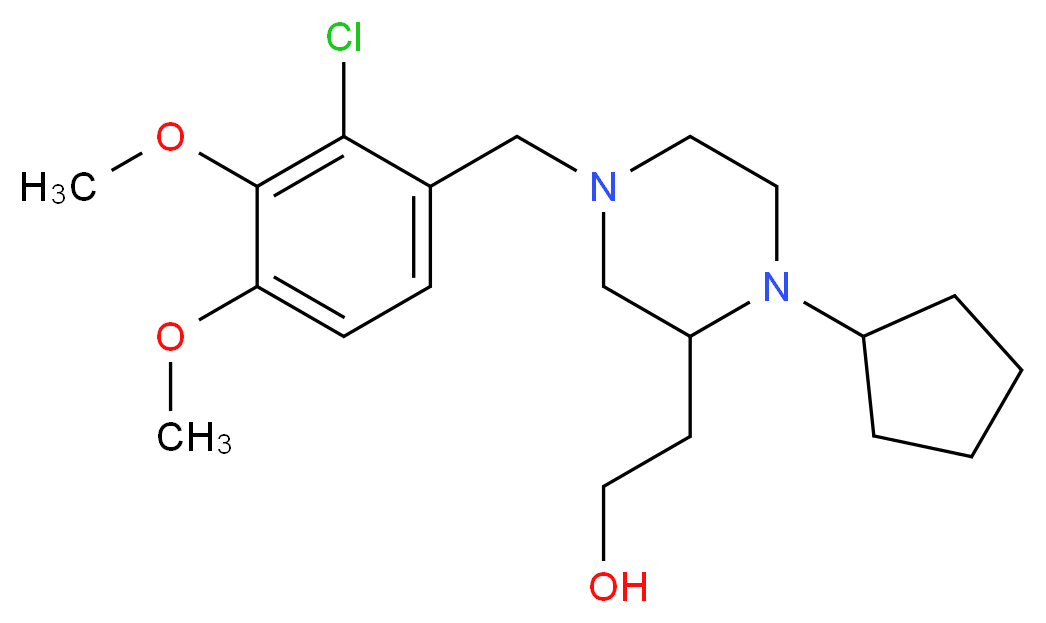 2-[4-(2-chloro-3,4-dimethoxybenzyl)-1-cyclopentyl-2-piperazinyl]ethanol_分子结构_CAS_)