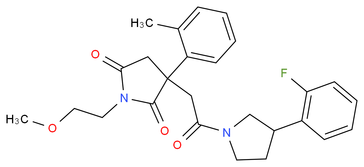 3-{2-[3-(2-fluorophenyl)-1-pyrrolidinyl]-2-oxoethyl}-1-(2-methoxyethyl)-3-(2-methylphenyl)-2,5-pyrrolidinedione_分子结构_CAS_)