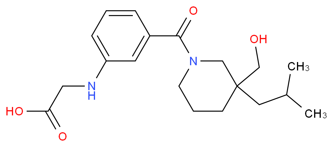 [(3-{[3-(hydroxymethyl)-3-isobutylpiperidin-1-yl]carbonyl}phenyl)amino]acetic acid_分子结构_CAS_)